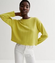New Look Green Fine Cable Knit Long Sleeve Top